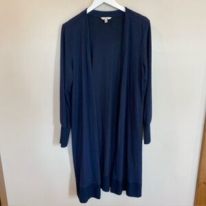 Lucky Brand Duster Open Cardigan Navy Blue Womens Large Stretch
